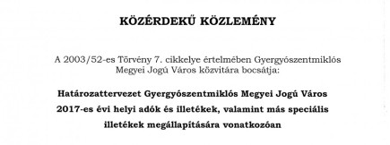 Véleményezhető a jövő évi helyi adók és illetékek tervezete