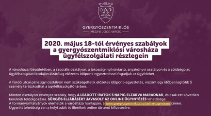 A polgármesteri hivatal megnyitja a lehetőséget a személyes ügyintézésre