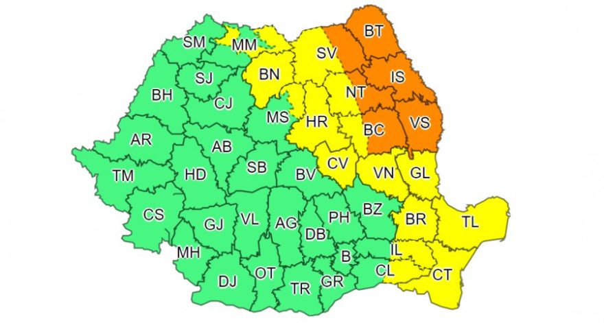 Másodfokú és elsőfokú riasztások a heves havazás miatt