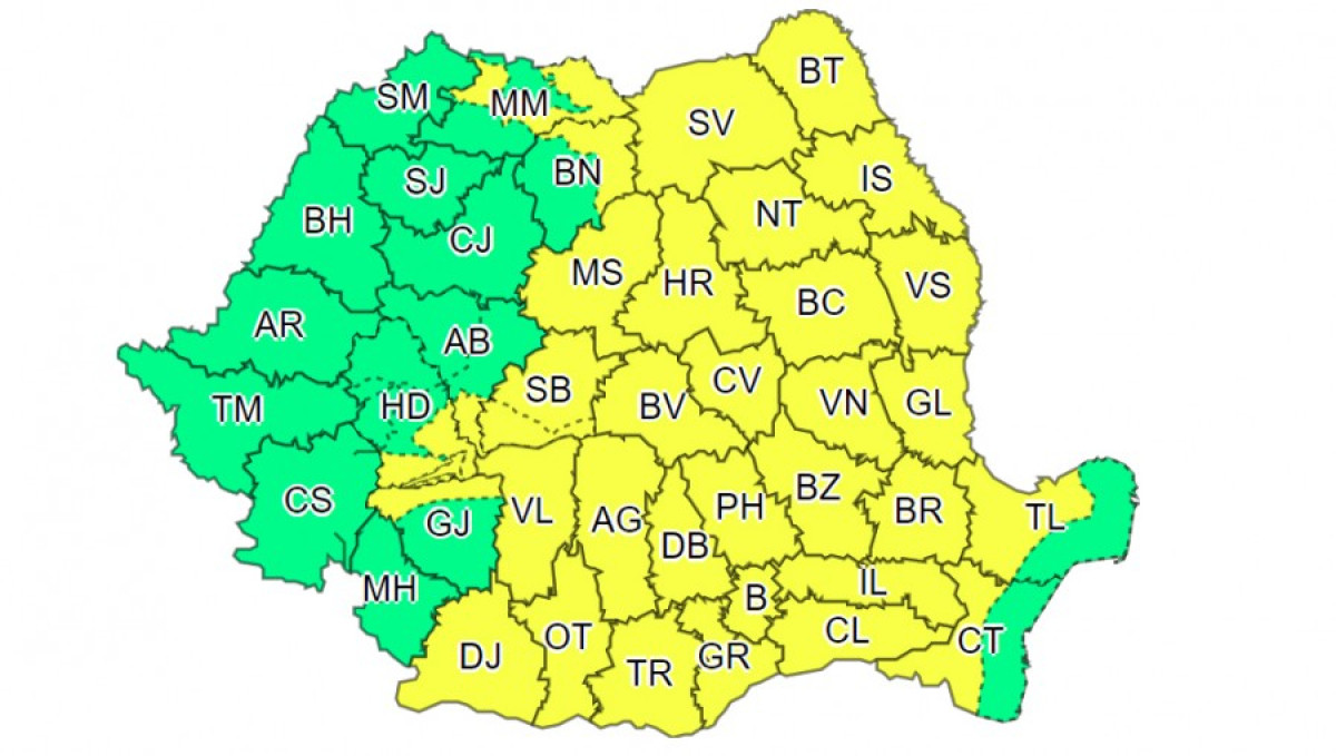 Sárga riasztást adtak ki 33 megyére, Erdély is érintett