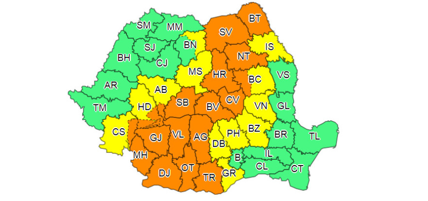 18 megyére narancssárga, 12 megyére sárga riasztást adtak ki