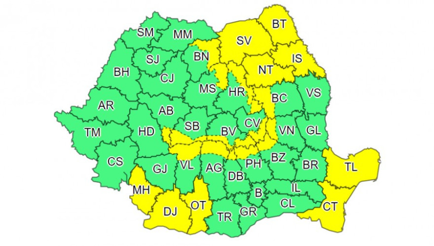 Havazásra figyelmeztető elsőfokú riasztás lesz érvényben hétfőn 18 megyében