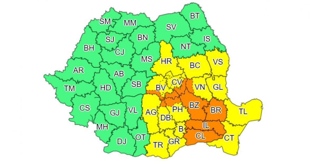 Tizenhat megyére sárga, kilenc megyére narancssárga riasztást adtak ki