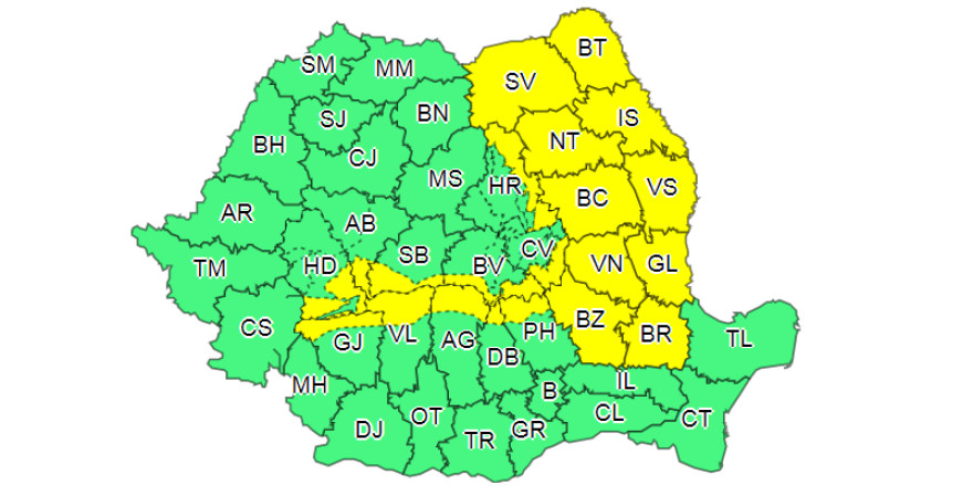 Az ország 21 megyéjében erős szél, havazás, hóvihar várható