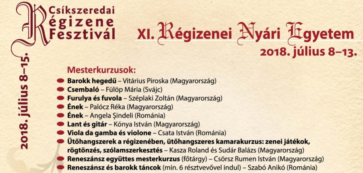 XI. Régizenei Nyári Egyetem Csíkszeredában